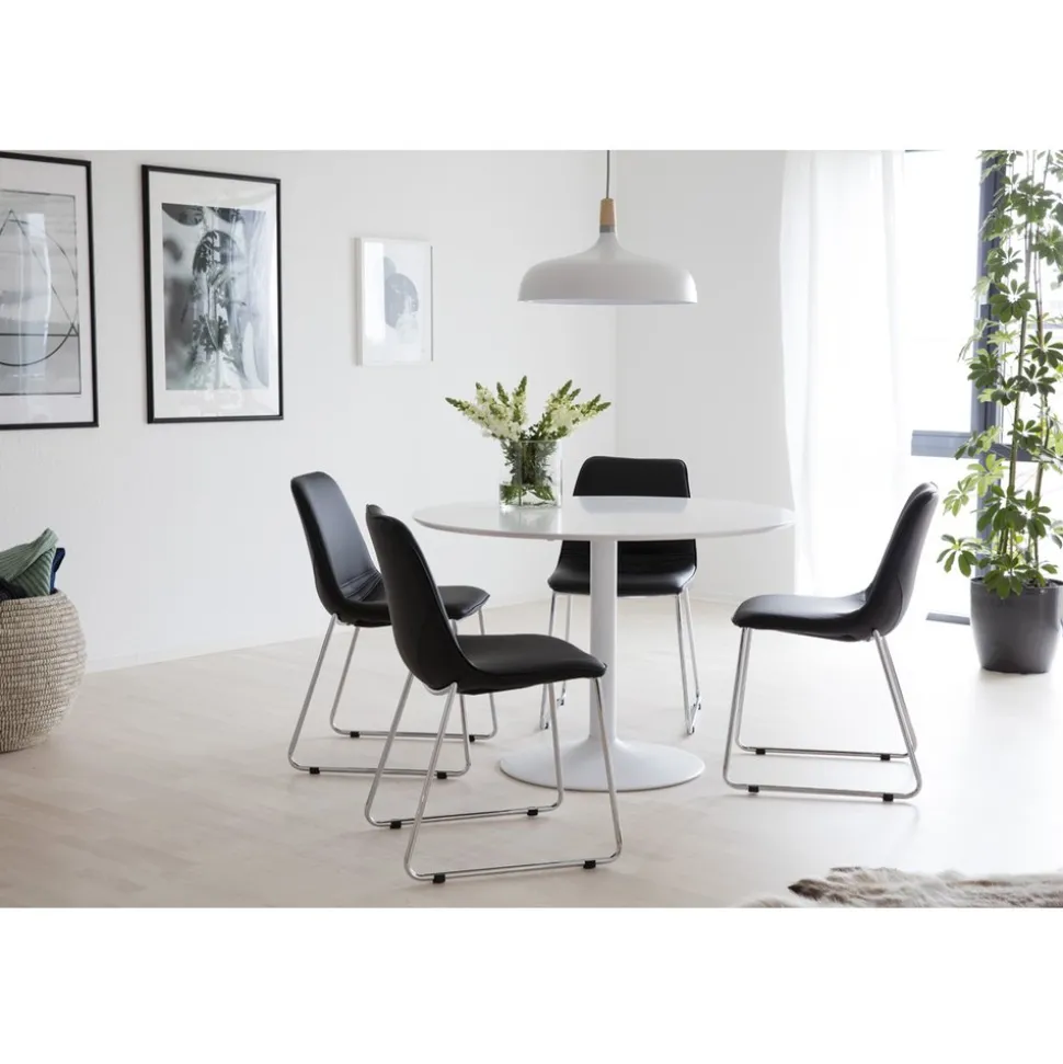 Ibiza vitt runt matbord ø110 cm + Textilrengöring för möbler