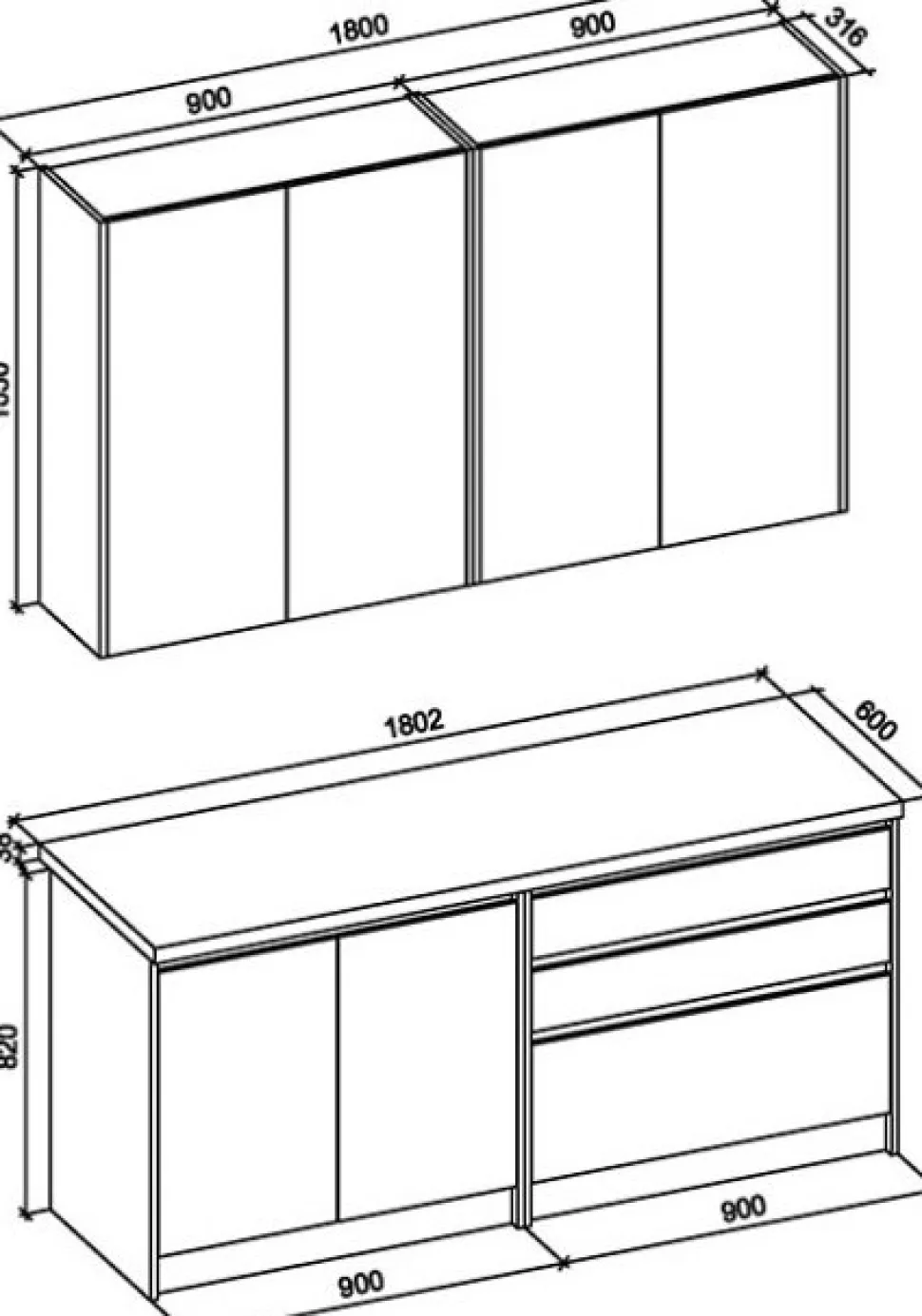 Idea komplett kök 180 cm - Craft ek/antracit