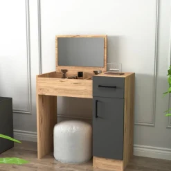 Inci sminkbord 77 x 37,3 cm - Furu/antracit