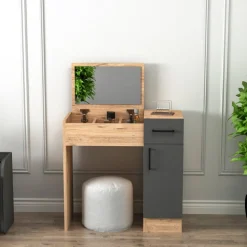 Inci sminkbord 77 x 37,3 cm - Furu/antracit