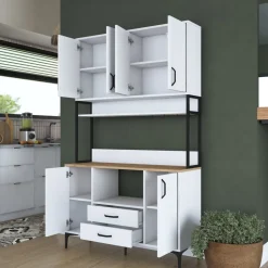 Jeriko köksskåp 169 - Vit/valnöt