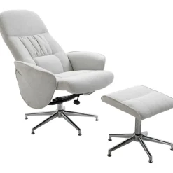 Julius reclinerfåtölj med fotpall - Grå tyg