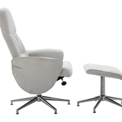 Julius reclinerfåtölj med fotpall - Grå tyg