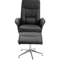 Julius reclinerfåtölj med fotpall - Svart PU