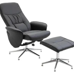 Julius reclinerfåtölj med fotpall - Svart PU