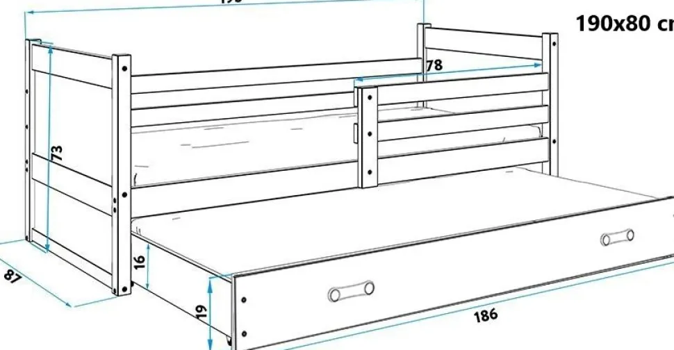 Juniorsäng Århus med förvaringslåda 80 cm - Vit