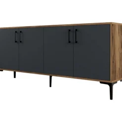 Kiev skänk 180 cm - Valnöt/antracit + Möbeltassar