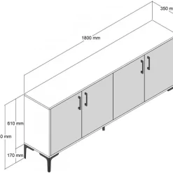 Kiev skänk 180 cm - Valnöt/antracit + Möbeltassar