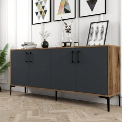 Kiev skänk 180 cm - Valnöt/antracit