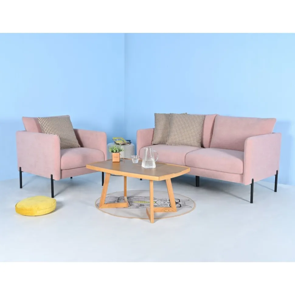 Kingsley 2,5-sits soffa i rosa sammet + Textilrengöring för möbler