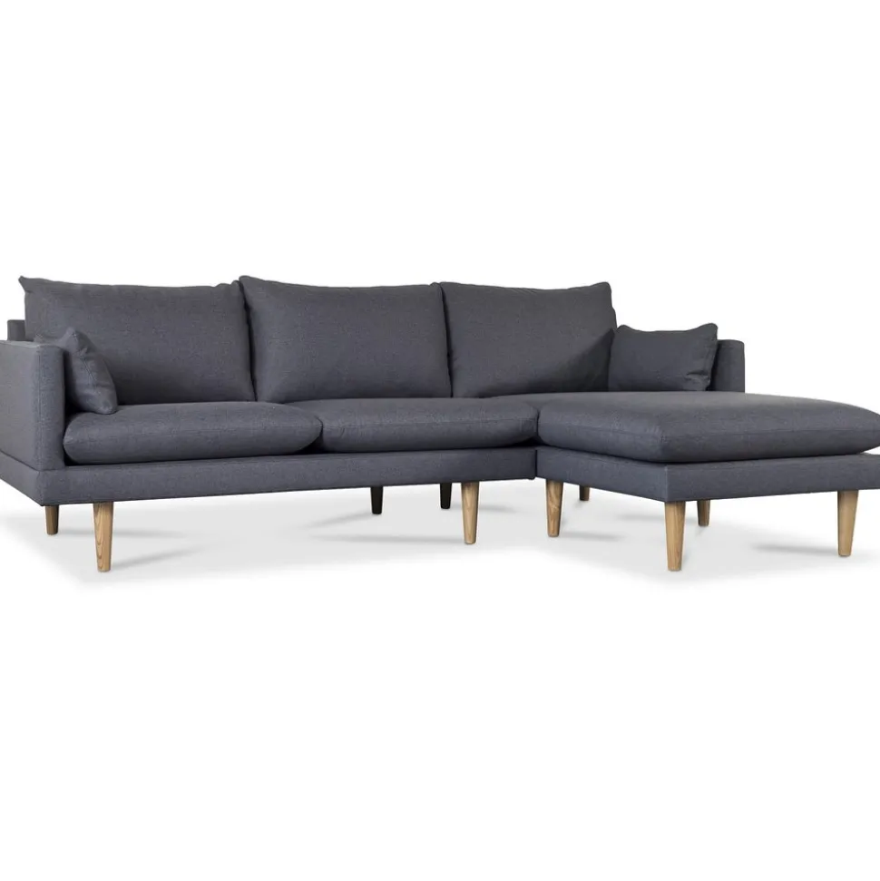 Kleo soffa med divan - Mörkgrå