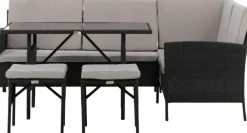 Knock hörnsoffgrupp - Svart/grå + Textilskydd för utemöbler