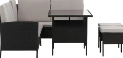 Knock hörnsoffgrupp - Svart/grå + Textilskydd för utemöbler