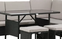 Knock hörnsoffgrupp - Svart/grå + Textilskydd för utemöbler