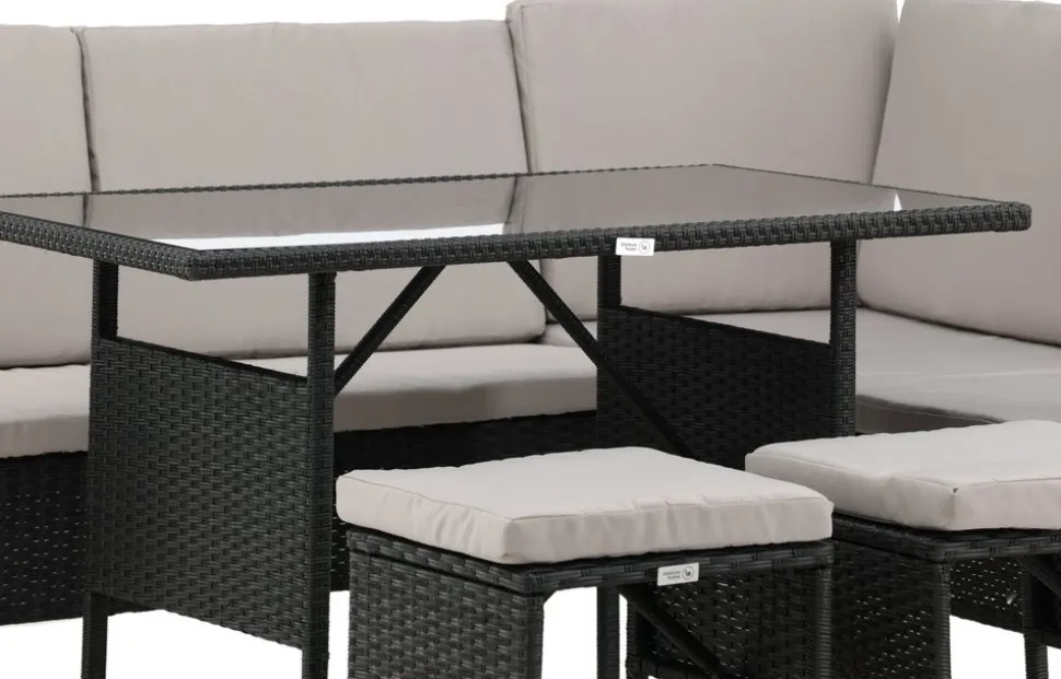 Knock hörnsoffgrupp - Svart/grå + Rengöringsmedel för utemöbler