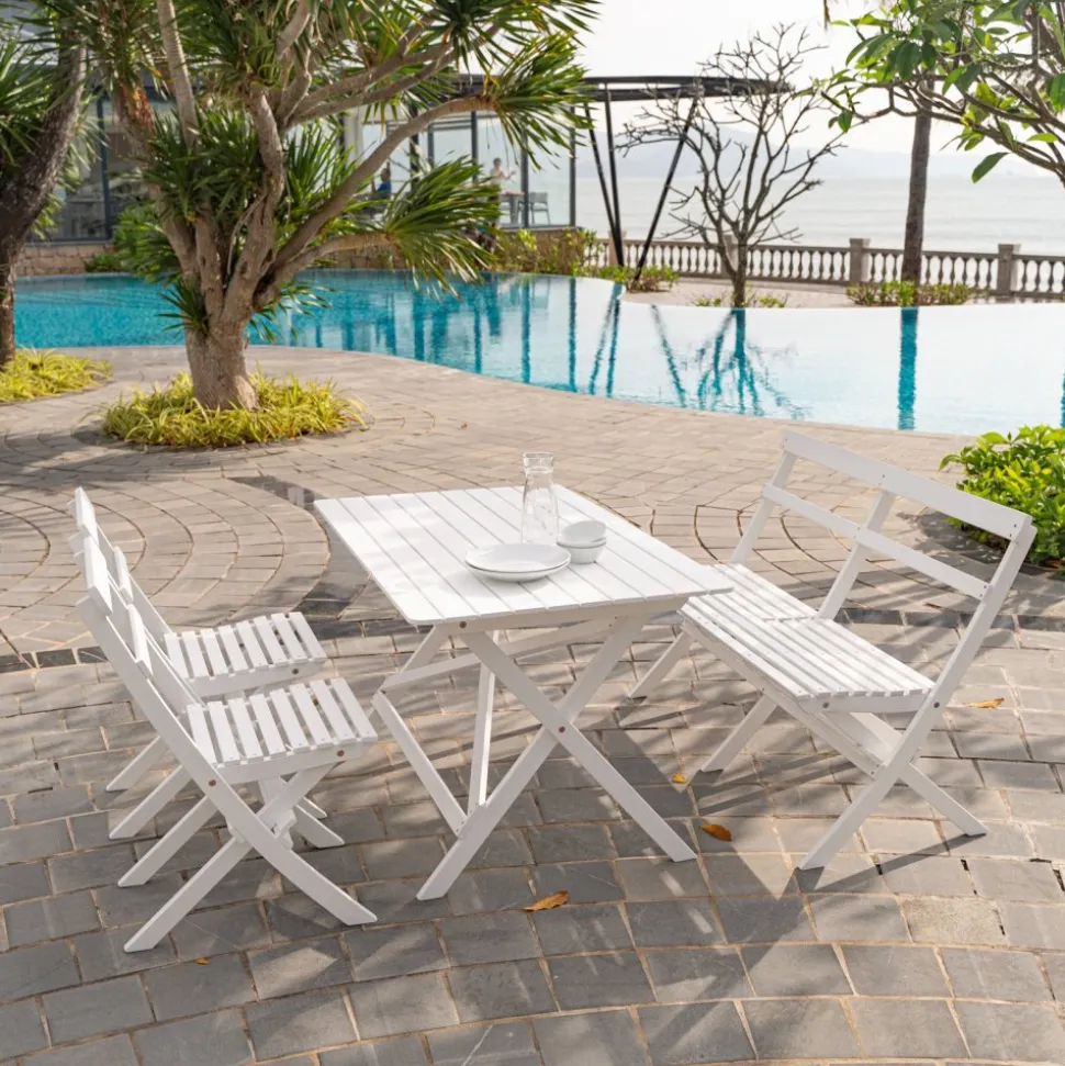 Knohult utesoffa | trädgårdsbänk - Vit + Textilrengöring för möbler