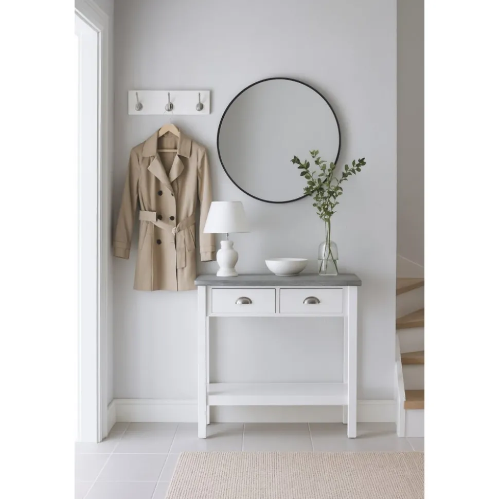 Konsolbord vitt med cement topp - Hugo + Fläckborttagare för möbler