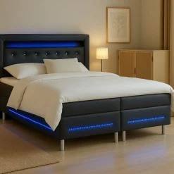 Kontinentalsäng med LED-belysning 180 cm - New York + Möbeltassar