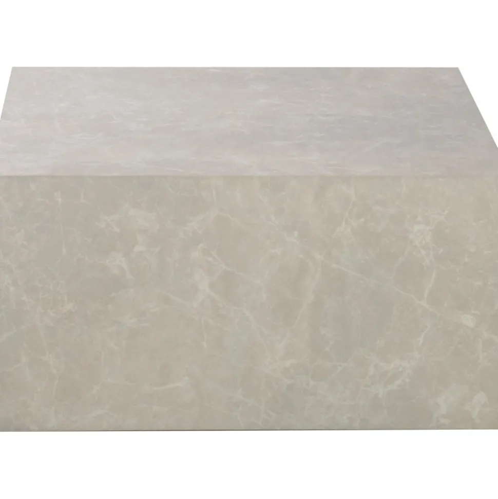 Kuben soffbord beige marmorfolie 80 x 80 x 40 cm + Möbeltassar