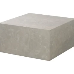 Kuben soffbord beige marmorfolie 80 x 80 x 40 cm + Möbeltassar