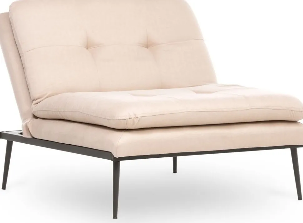 Kulperöd fåtölj med bäddfunktion - Beige