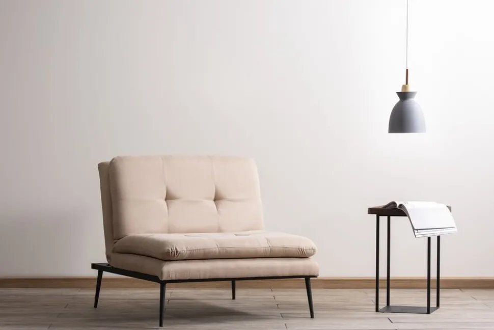 Kulperöd fåtölj med bäddfunktion - Beige