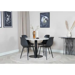 Kvarnbacken matbord 106 cm - Ljus marmor/svart