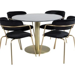 Kvarnbacken matbord 106 cm - Mörk marmor/mässing