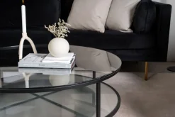 Kävsta soffbord Ø100 cm - Svart/glas