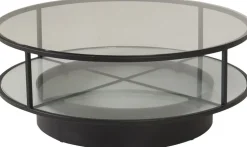 Kävsta soffbord Ø100 cm - Svart/glas