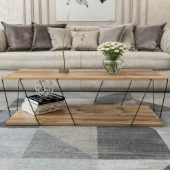 Labranda soffbord 120 x 50 cm - Furu/svart + Möbeltassar