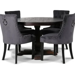 Lamier matgrupp Bord med 4 st Tuva stolar i grå sammet