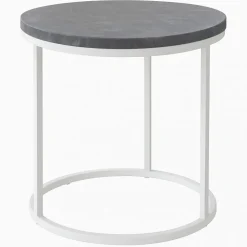 Lampbord D50 cm - grå marmor / vitt underrede