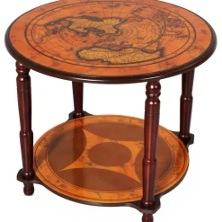 Lampbord i valnöt med världskarta Ø60 cm