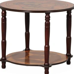 Lampbord i valnöt med världskarta Ø60 cm