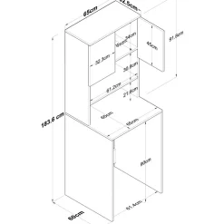 Lang tvättmaskinskåp 1 - Vit/valnöt