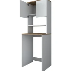 Lang tvättmaskinskåp 1 - Vit/valnöt