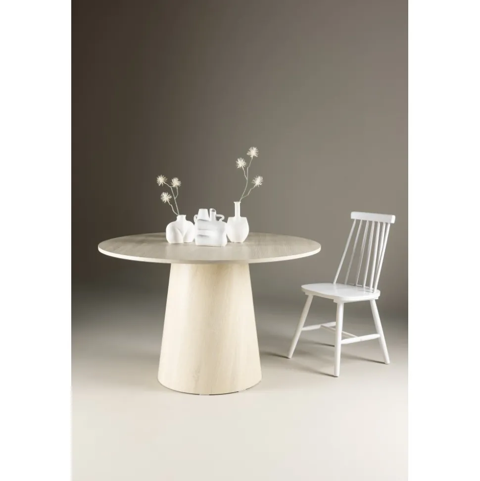 Lanzo runt matbord Ø120 cm - Vitputsad