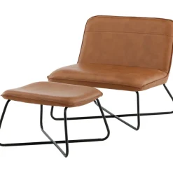 Laxa fåtölj med fotpall - Brun/svart + Fläckborttagare för möbler