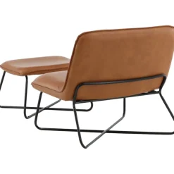 Laxa fåtölj med fotpall - Brun/svart