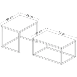 Leka satsbord 60/72 x 47/37 cm - Svart