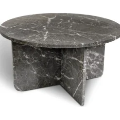 Level runt soffbord i grå marmor Ø85 cm