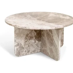 Level runt soffbord i marmor Ø85 cm - Gråbeige