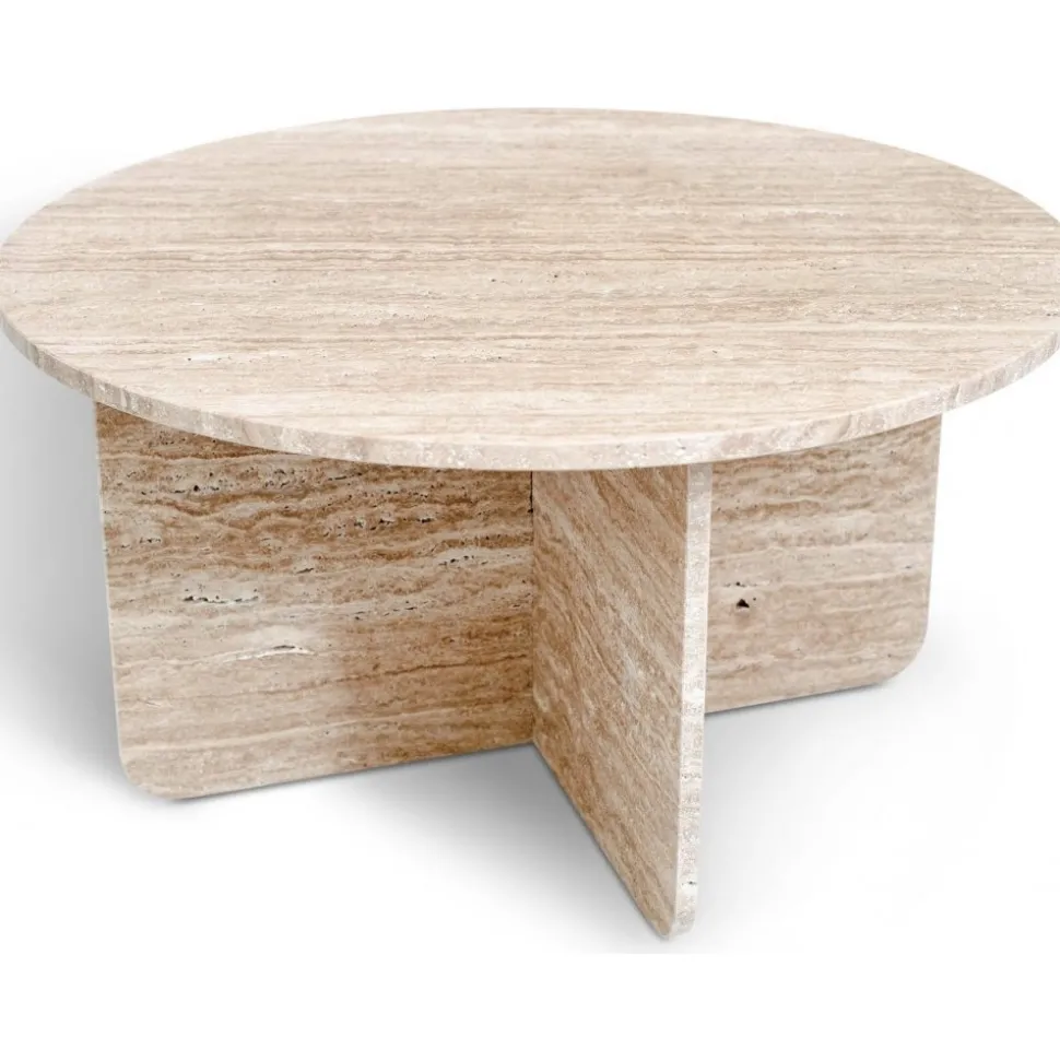 Level runt soffbord i travertin Ø85 cm