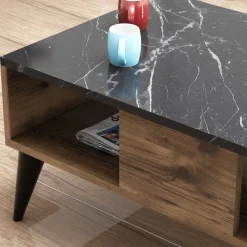 Lidya soffbord 90 x 54 cm - Valnöt/marmor