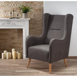 Linsey öronlappsfåtölj - Mörkgrå + Fläckborttagare för möbler