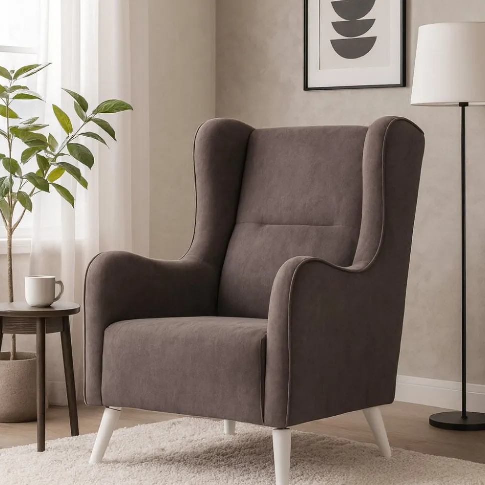 Linsey öronlappsfåtölj - Mörkgrå + Textilrengöring för möbler