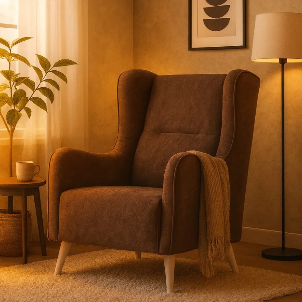 Linsey öronlappsfåtölj - Mörkgrå + Textilrengöring för möbler