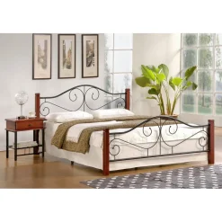 Litzy sängram 120x200 cm - Antik körsbär/svart