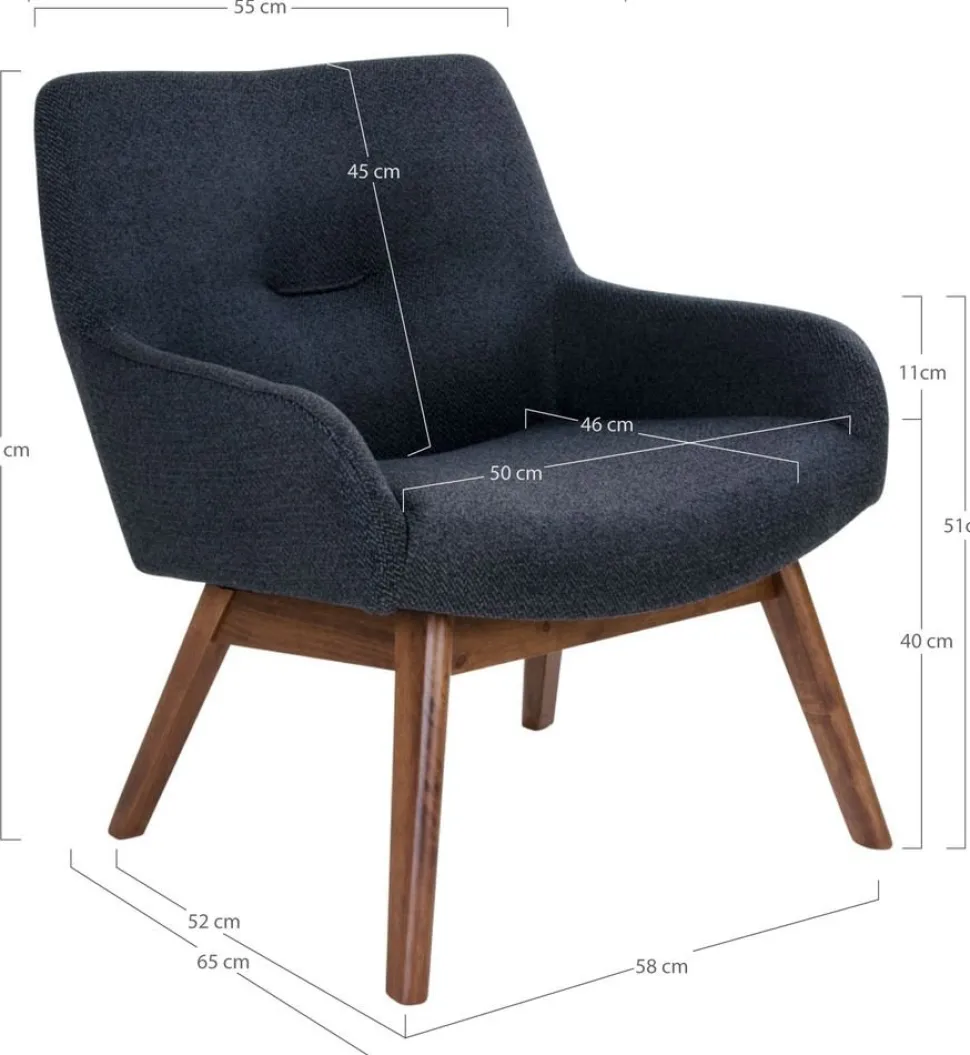 London Fåtölj - Mörkgrå/valnöt